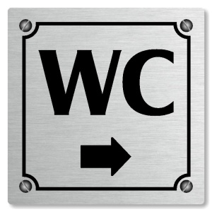 WC vpravo, 80x80mm, stříbrná, Kansas